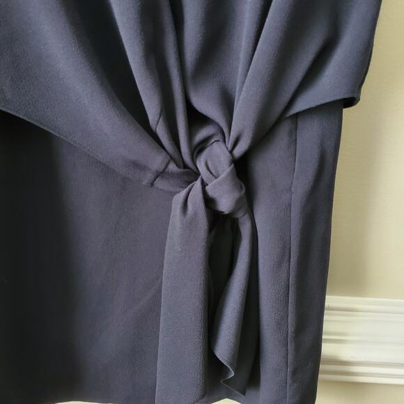 Tibi Savanna Navy Blue Crepe Drape Tie Dress 4 Career Modern Classic Minimalist - Picture 4 of 13